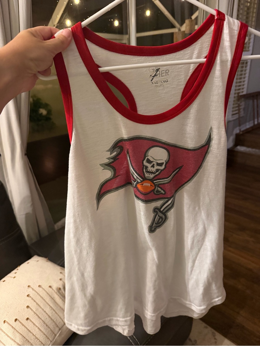 NFL Tampa Bay Buccaneers White & Red Ringer Tank Top